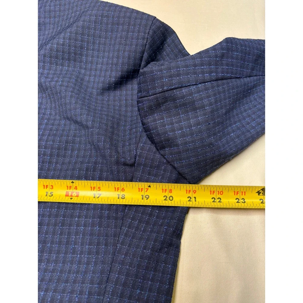 Hugo Boss Blue Checkered Virgin Wool Blazer Sport Coat Mens 40R Lanificio Tesse